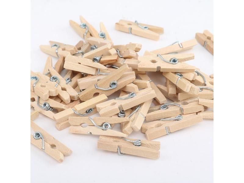 50/100/200PCS 2.5CM Mini Natural Wooden Clothes Photo Paper Clothespin Craft Carousel 2