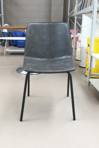 LAST SET OF 2 - Cleona Side Chair - PU Leather - Charcoal Black ** 45% OFF Carousel 2