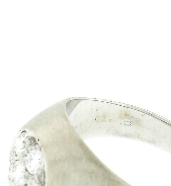 Large Vintage 18K White Gold .60ct Round Diamond Cluster Matte Finish Domed Ring Carousel 8