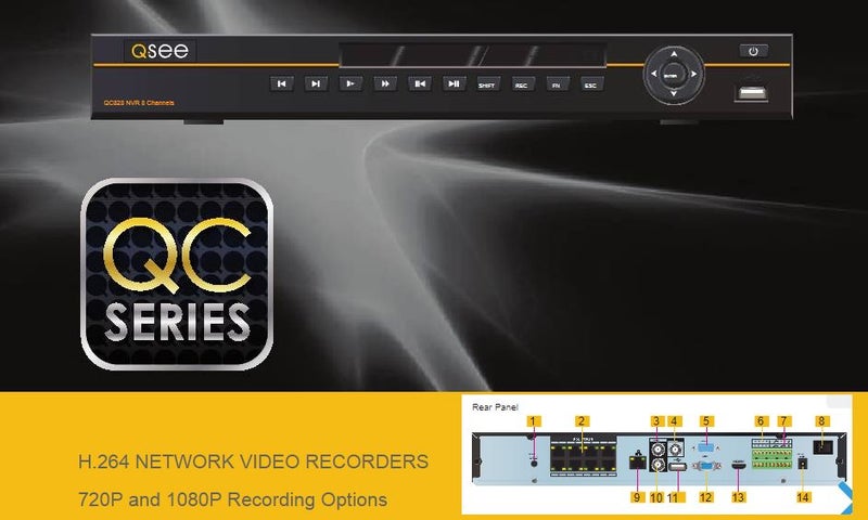 Q-see 8-Channel Digital NVR QC818, Network Video Recorder - H.264 Formats Carousel 1
