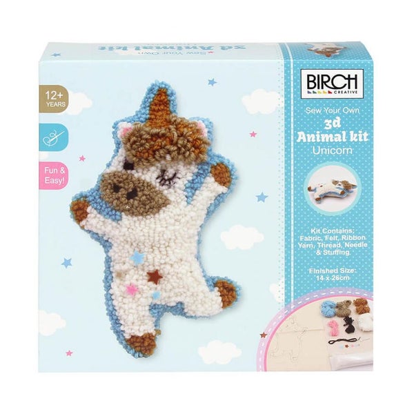 Birch Punch Needle Kit Kids Beginner 3D Unicorn Inc Threads 14x26cm Carousel 1