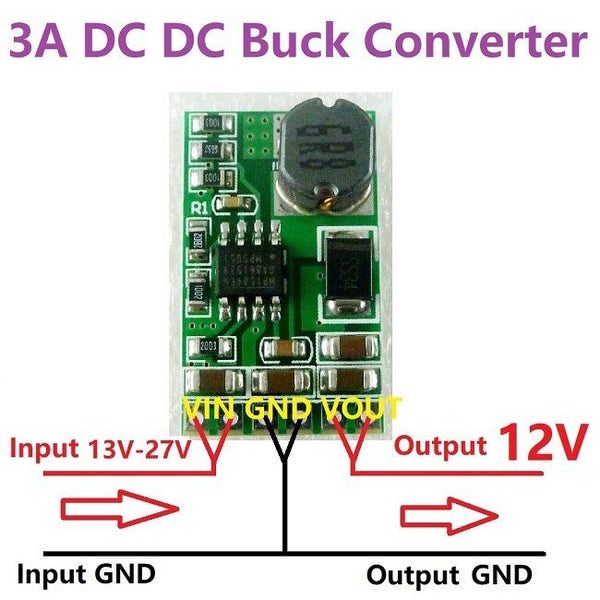 DC-DC Converter Module Buck Step-Down Voltage Regulator Board 4.5V-27V to 12V Carousel 2