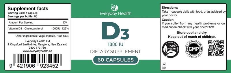 Vitamin D - D3 - 1000IU x 60 - 2 Month Supply Carousel 2