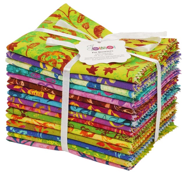 Soimoi 16 Pc Fat Quarter Bundle, Batik Print 18"x 22" DIY Patchwork- 100% Carousel 1