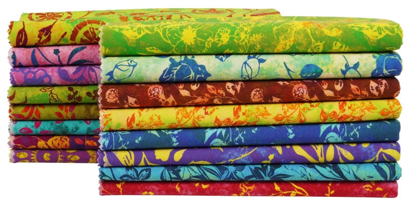 Soimoi 16 Pc Fat Quarter Bundle, Batik Print 18"x 22" DIY Patchwork- 100% Carousel 2