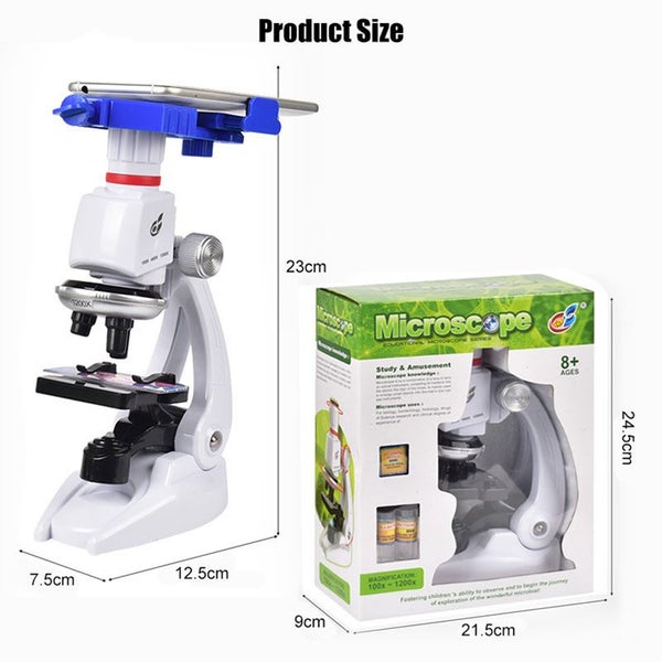 1200X Student Monocular Biological Microscope Set Carousel 2