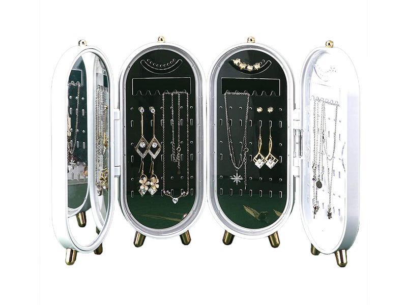 2X Jewellery Box Necklace Storage Organizer Display Earring Holder Stand White Carousel 1