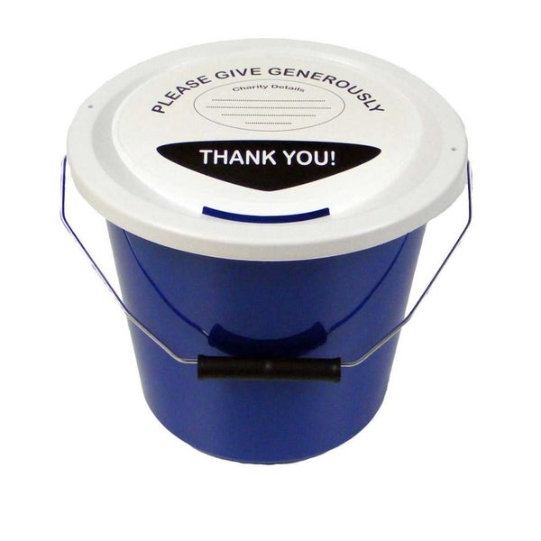 3 Charity Money Collection Buckets 5 Litres - Blue Carousel 1