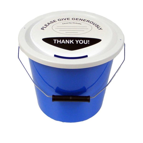 6 Charity Money Collection Buckets 5 Litres - Light Blue Carousel 1