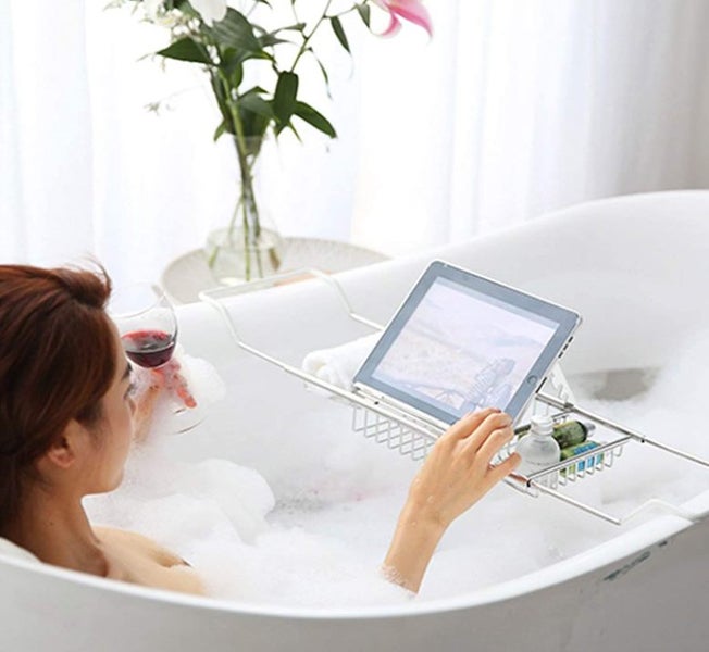 Bathtub Trays, Stainless Steel Expandable Shower Bathtub Tray Over Bath Tub Carousel 7