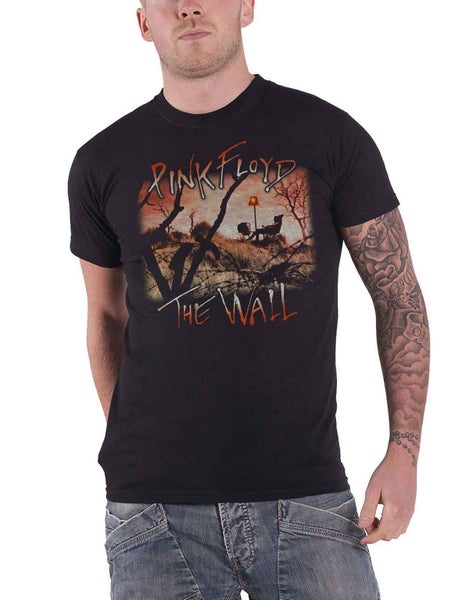 Pink Floyd T Shirt The Wall Meadow logo new Official Mens Black Carousel 1
