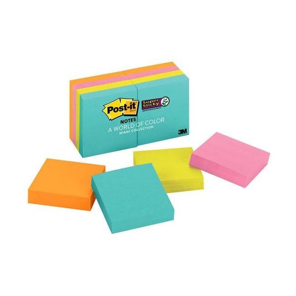 Post-it Super Sticky Notes 622-8SSMIA 48x48mm Miami Pack of 8 Carousel 1