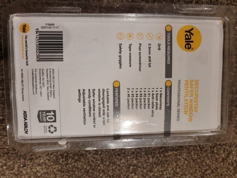 SECURITY WINDOW LATCH - BLACK UNOPENED Carousel 3