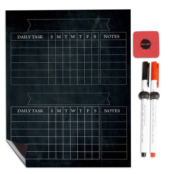 Inkdotpot Magnetic Whiteboard Border Chore Chart For Refrigerator - Dry Erase Carousel 1