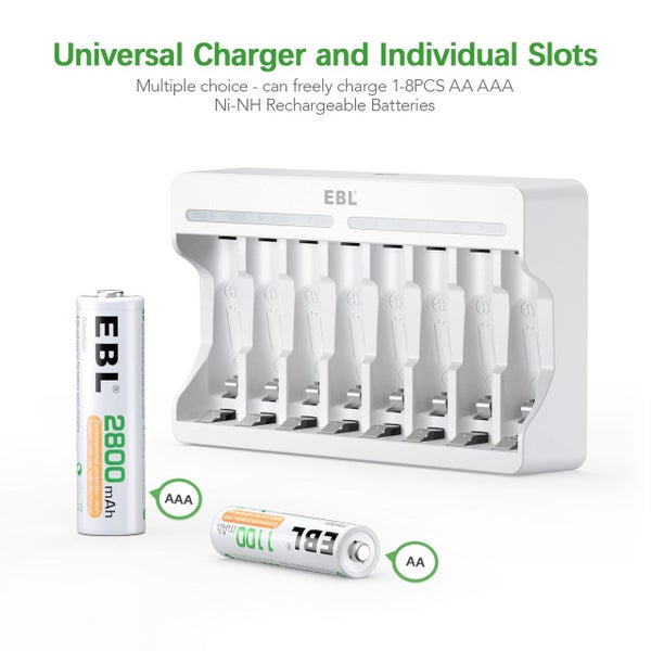 8 Slot Battery Charger AA AAA Rechargeable Batteries LCD Smart Charger for NiMH64195016391427111