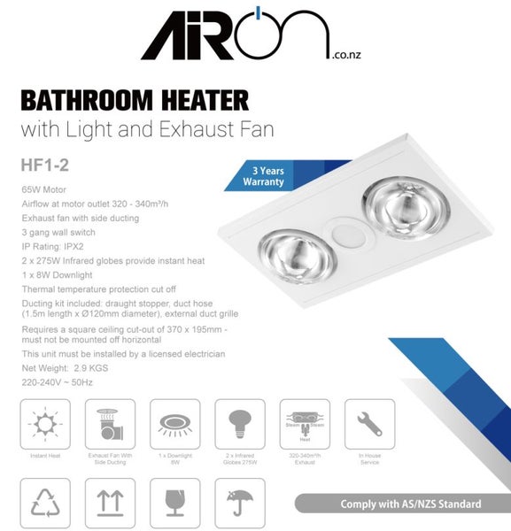 3 in 1 Bathroom Heater with Light and Exhaust Fan Carousel 2