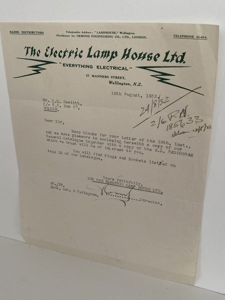OLD LETTERHEAD: The Electric Lamp House Ltd, Wellington 1932 Carousel 2