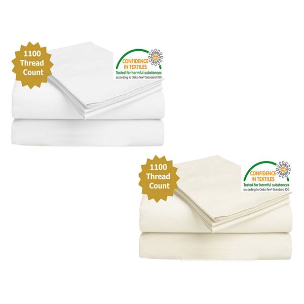 1100TC 4 Pce Cotton Rich Sheet Set 40cm Wall by Luxury Living Carousel 2