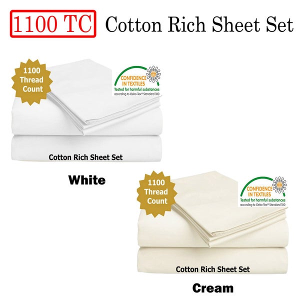 1100TC 4 Pce Cotton Rich Sheet Set 40cm Wall by Luxury Living Carousel 3