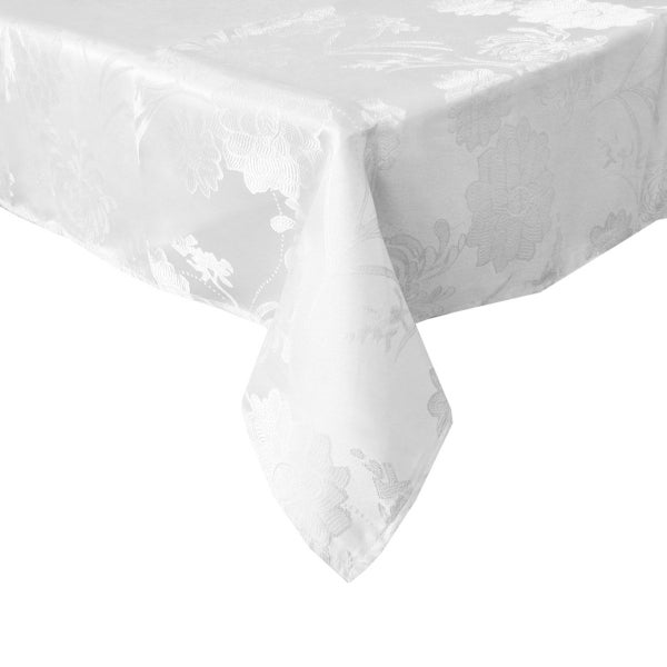 Stylish Floral Jacquard Pattern Tablecloth Le Jardin White Carousel 1