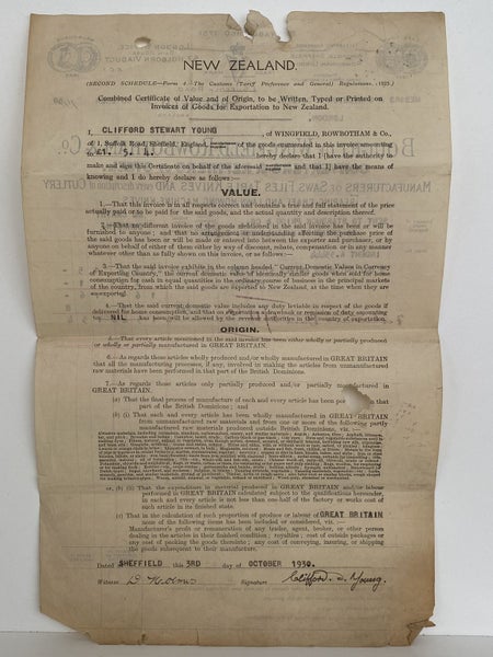 OLD INVOICE: Bought of Wingfield, Rowbotham & Co. London - Steel Refiners 1930 Carousel 3