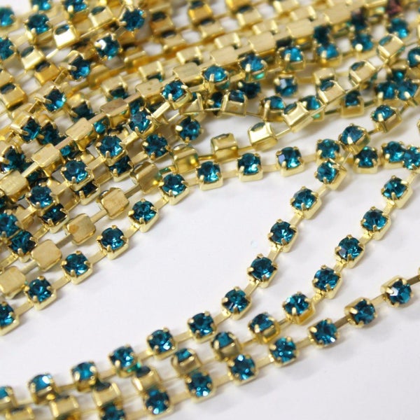Blue Zircon Preciosa Rhinestone Chain ss10 Carousel 1