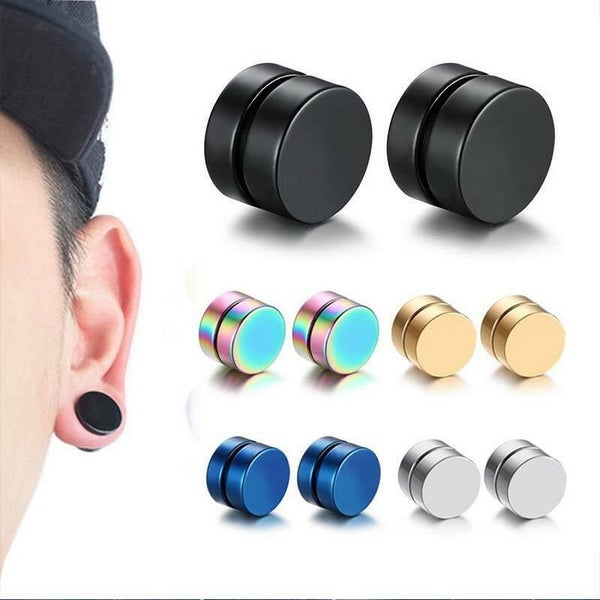 Mens Womens Stainless Steel Magnetic Earrings No Piercing Clip 5pcs Sets Carousel 1