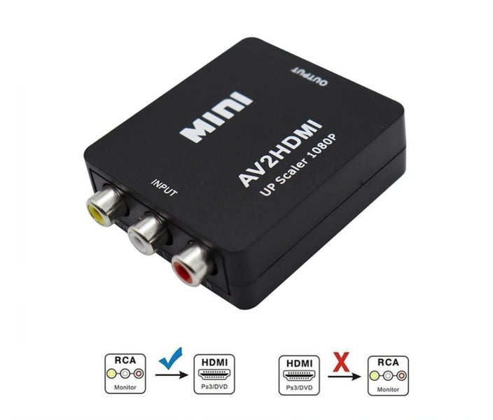 AV to HDMI adaptor Composite AV CVBS 3RCA to HDMI Video Converter 1080p, White Carousel 1