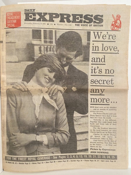 OLD NEWSPAPER: Daily Express, 25 February 1981 - Charles and Diana engaged Carousel 1