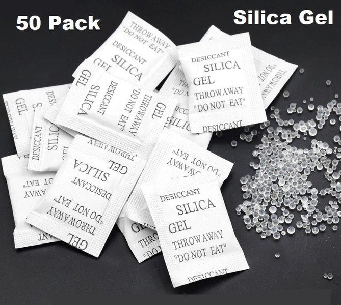50 Pack 1g Non-Toxic Silica Gel Desiccant Sachet Damp Moisture Absorber Dehumid Carousel 1