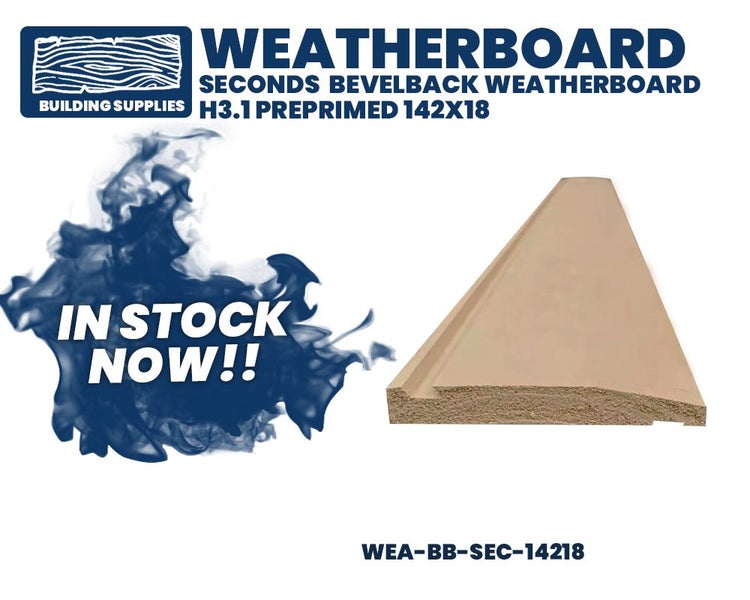 Seconds Weatherboard Bevelback H3.1 Preprimed 142X18 Carousel 1
