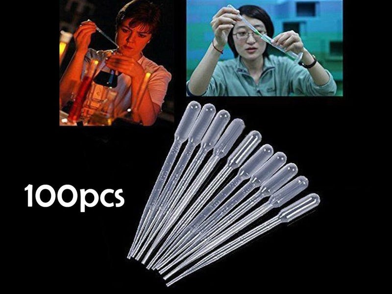 100 x 3ml Plastic Disposable Graduated Transfer Oils Pipettes Eye Dropper Set Carousel 4