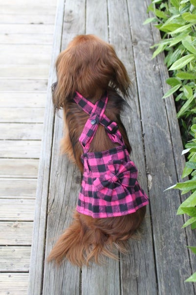 Checkered Suspender Skirt in Hot Pink Carousel 1