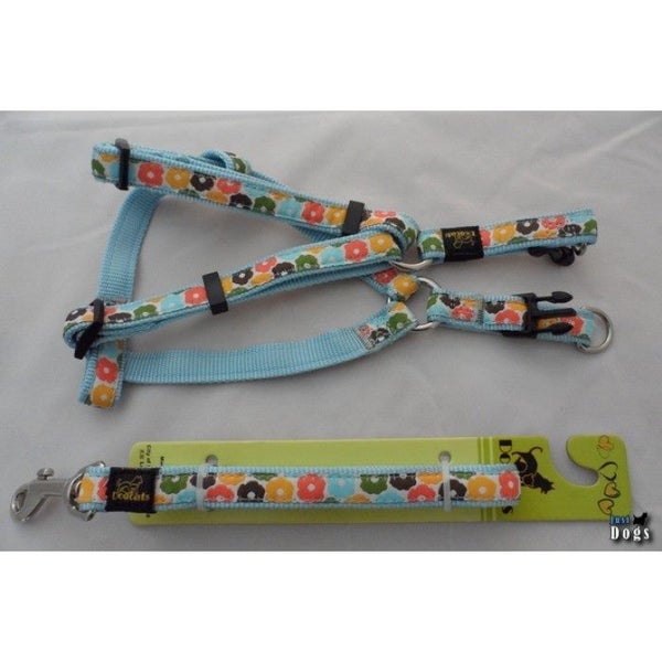 Light Blue Flowers Harness and Leash Carousel 1