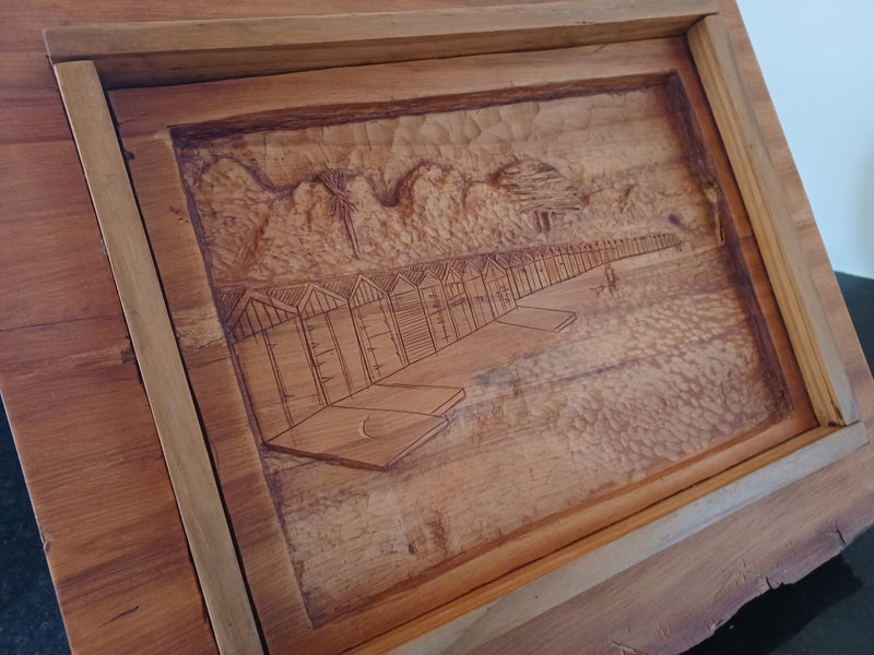 *** Titahi Bay Beach Sheds Carved Wood on Stand by Jim Norris *** Carousel 2