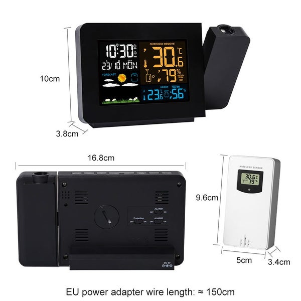 W/Station W/less Sensor In/Outdoor Humidity Meter Digital Alarm ProjectionClock Carousel 1