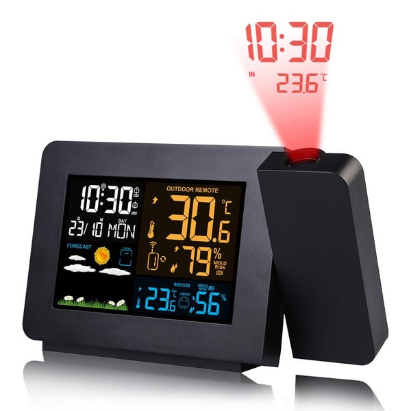 W/Station W/less Sensor In/Outdoor Humidity Meter Digital Alarm ProjectionClock Carousel 2