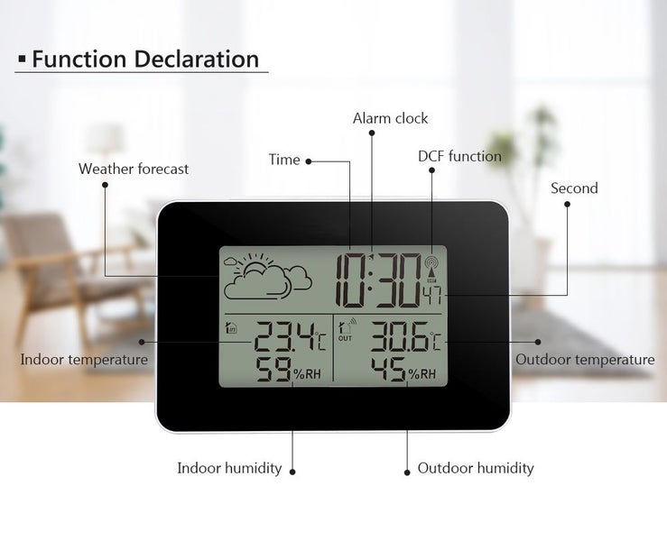 W/Station Alarm Clock Electronic Digital W/less Sensor Forecast Snooze Table etc Carousel 1