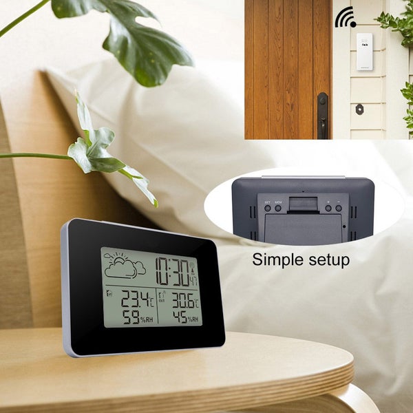 W/Station Alarm Clock Electronic Digital W/less Sensor Forecast Snooze Table etc Carousel 13