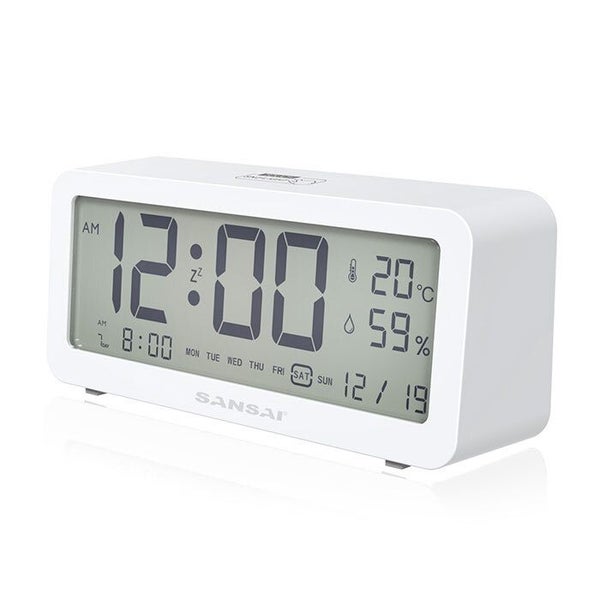 Sansai LED LCD Digital 12 24h Alarm Snooze Clock Date Temperature 5.2in Display Carousel 1
