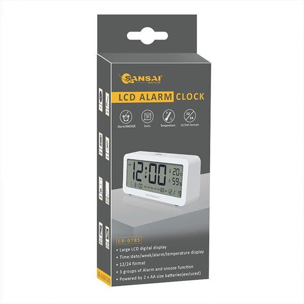 Sansai LED LCD Digital 12 24h Alarm Snooze Clock Date Temperature 5.2in Display Carousel 5