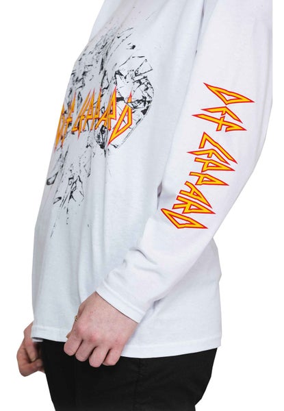 Def Leppard T Shirt Shatter Band Logo new Official White Long Sleeve Unisex Carousel 2