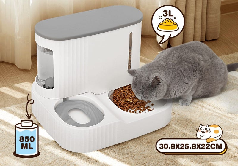 Pet Feeder Cats Food Bowl Dog Water Dispenser Gravity Fed Automatic 2 IN 1 Carousel 2