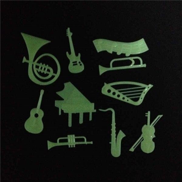 Glow in the Dark Fluorescent Wall Stickers - Luminous Music Instruments Carousel 1
