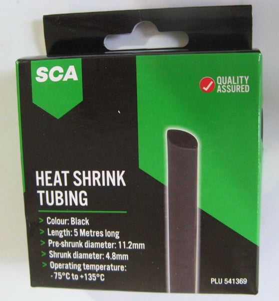 5 Metres 11.2mm/4.8mm Heat Shrink Tubing - Black - PLU 541369 - (heatshrink) Carousel 1