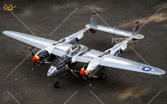 VQ Model P-38 Lightning Silver EP/GP 46 Size ARF Kit **NEW IN BOX** Carousel 1