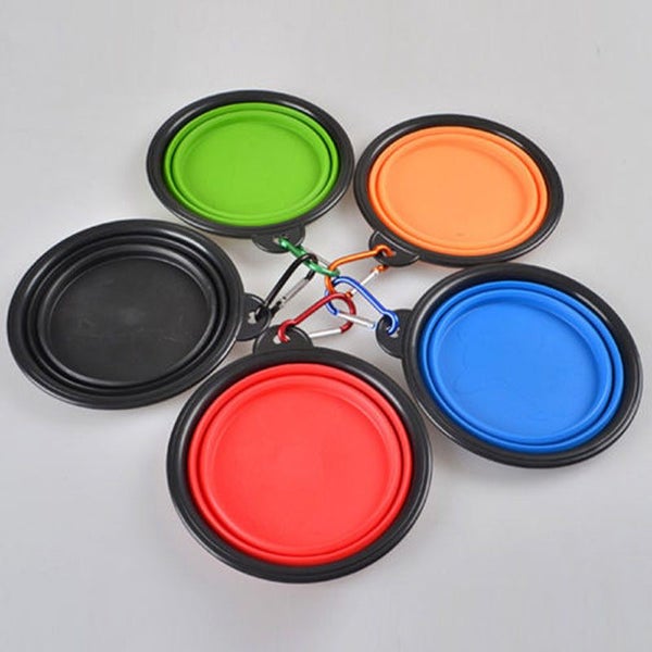 Pet Dog Portable Silicone Collapsible Travel Feeding Bowl Food Water Dish Feeder Carousel 2