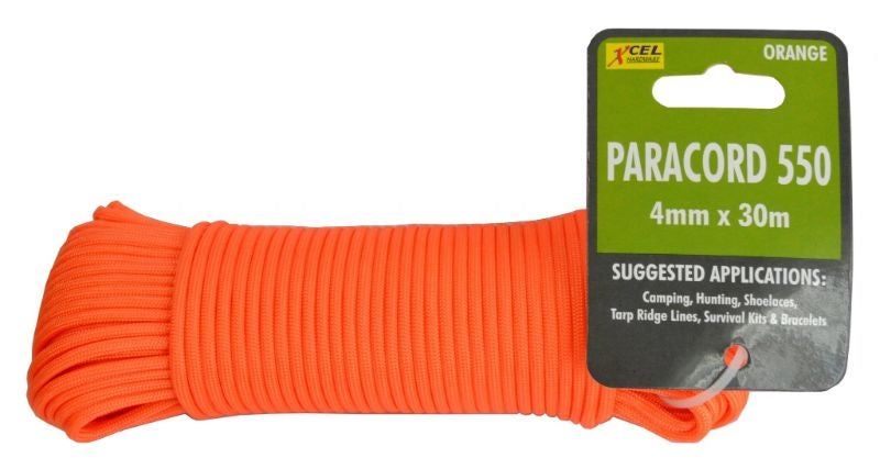 Paracord 550 - 4mm x 30m Hank Orange Xcel Carousel 1