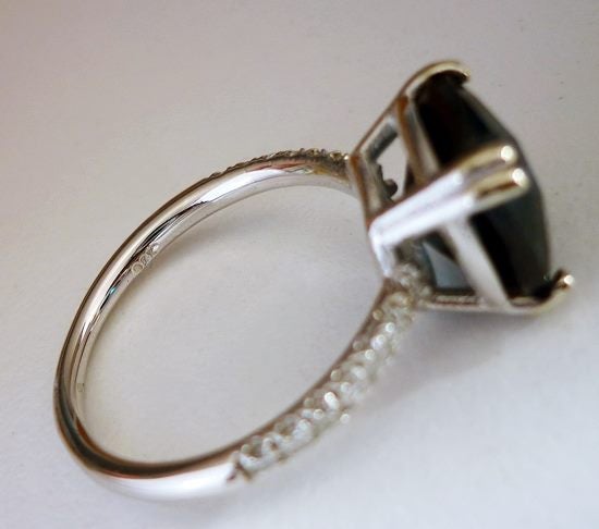 2.75CT BLUE COLOUR STONE & DIAMOND 14K SOLID WHITE GOLD RING Carousel 9