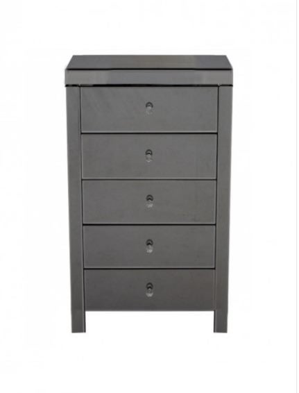CLEARANCE - Daisey Mirrored Tallboy 5 Drawers - Smoky *50% Off* Last Floor Model Carousel 1